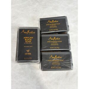 SheaMoisture African Black Soap 8oz Troubled Skin & Three 3.5oz Face Body Bar
